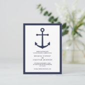 Carte Postale Faire-part Nautical Navy Blue Anchor Mariage Enregistrer la D (Debout devant)
