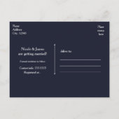 Carte Postale Faire-part Nautical Navy & Mariage sur la Plage Blanc Save th (Dos)