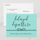 Carte Postale Faire-part Nautical Turquoise Tying Knot Reporté de mariage (Devant / Derrière)