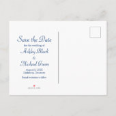 Carte Postale Faire-part Navy Bleu Jaune Damas Tournesol Enregistrer la dat (Dos)