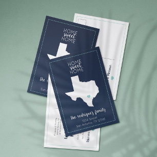 Carte Postale Faire-part Navy Blue & Aqua Home Sweet Home - Texas Moving