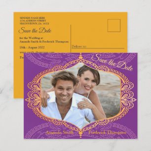 Carte Postale Faire-part Navy Blue et ou Violet avec Mandalas Or Annonce