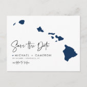 Carte Postale Faire-part Navy Blue Hawaii State Map QR Code Enregistrer la (Devant)