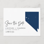 Carte Postale Faire-part Navy Blue Nevada State Map QR Code Enregistrer la (Devant)