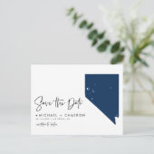 Carte Postale Faire-part Navy Blue Nevada State Map QR Code Enregistrer la (Debout devant)