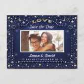 Carte Postale Faire-part Navy Blue Or Photo Save the Date (Devant)