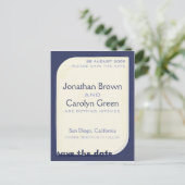 Carte Postale Faire-part Navy Blue Shapeform Enregistrer la date (Debout devant)