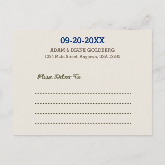 Carte Postale Faire-part Navy Blue & Silver Bar Mitzvah Enregistrer la date (Dos)