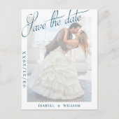 Carte Postale Faire-part  Navy Blue Vellum Photo Wedding Enregistrer La Dat (Devant)