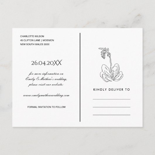 CARTE POSTALE FAIRE-PART NAVY DESERT CACTI SUCCULENT SKETCH ENREGISTRER LA  (Dos)