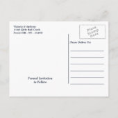 Carte Postale Faire-part Navy Élégant et Étoiles Filantes Argentées Enregis (Dos)