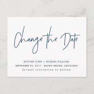 Carte Postale Faire-part Navy Modern Changez la Date