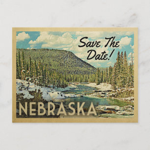 Carte Postale Faire-part Nebraska Sauvegarder la date Montagnes Rivière Nei