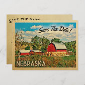 Carte Postale Faire-part Nebraska Sauver La Ferme Date Grange Rustique (Devant / Derrière)