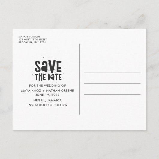 Carte Postale Faire-part Negril Jamaica Beach Wedding Enregistrer la date (Dos)