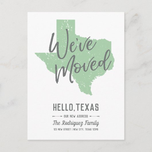 Carte Postale Faire-part Neo Mint Nous avons déménagé - Texas (Devant)