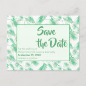 Carte Postale Faire-part Neo Mint Tropical Palm Feuilles Enregistrer la dat (Devant)