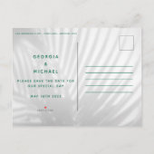 Carte Postale Faire-part néon en feuille de palme tropical script moderne t (Dos)