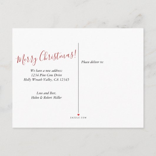 Carte Postale Faire-part New Home Sweet Home Pine Wreath Christmas Moving (Dos)