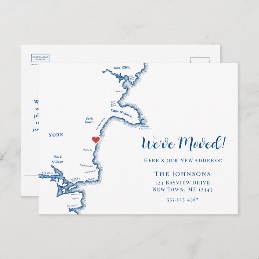 Carte Postale Faire-part New Home York Maine Map Moving (Devant / Derrière)