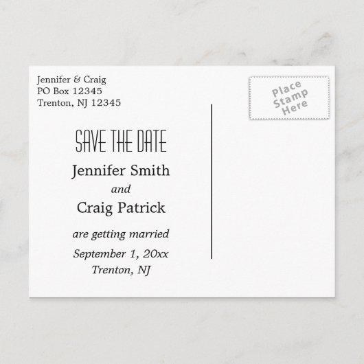 Carte Postale Faire-part New Jersey Love Save the Date (Dos)