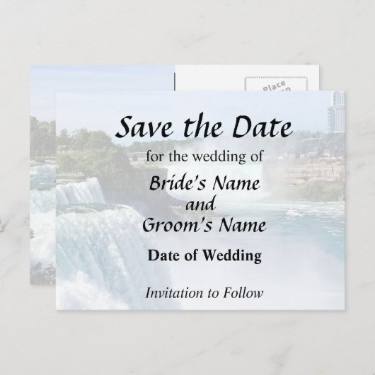 Carte Postale Faire-part Niagara Falls NY - Vue du côté américain (Devant / Derrière)