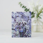 CARTE POSTALE FAIRE-PART NID D'OISEAU, ARBRE AUX FLEURS BLANCHES ET BLEUES  (Debout devant)