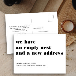 Carte Postale Faire-part Nid vide Nouvelle adresse Typographie moderne