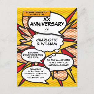 Carte Postale Faire-part N'importe quel anniversaire de mariage Fun Retro B