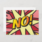 Carte Postale Faire-part NO Fun Retro Comic Book Pop Art (Devant / Derrière)