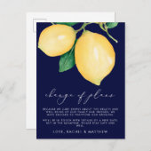 Carte Postale Faire-part Noces aux citrons aquarelles : Changement de plans (Devant / Derrière)