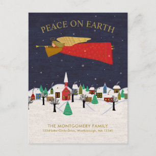 Carte Postale Faire-part Noël Angel Ville Fête de l'Art populaire Déménagem