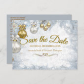 Carte Postale Faire-part Noël blanc Sauvez la date (Devant / Derrière)