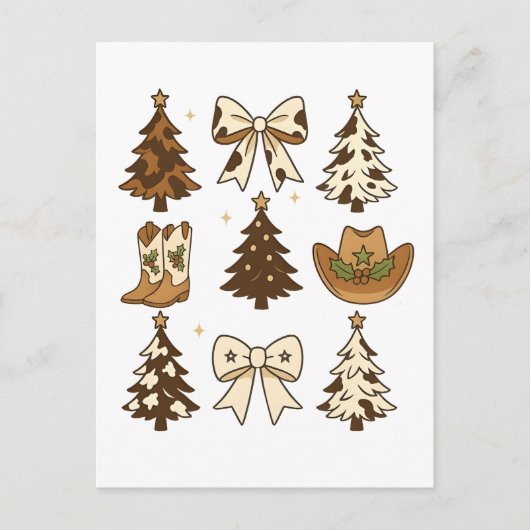 Carte Postale Faire-part Noël Boot Cowboy Père Noël Occidentale Noël (Devant)