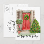 Carte Postale Faire-part Noël de la porte rouge | Nouvelle Maison Pour Les  (Devant / Derrière)