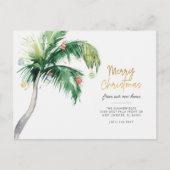 Carte Postale Faire-part Noël de vacances côtières au palmier mobile (Devant)