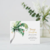 Carte Postale Faire-part Noël de vacances côtières au palmier mobile (Debout devant)