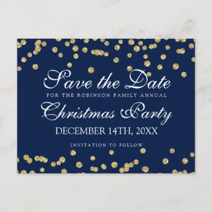 Carte Postale Faire-part Noël Enregistrer La Date Or Paillettes Confiture N