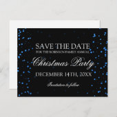 Carte Postale Faire-part Noël Enregistrer La Date Points Confetti Bleus (Devant / Derrière)