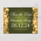 Carte Postale Faire-part Noël Enregistrer La Date Sparkling Gold Green (Devant)