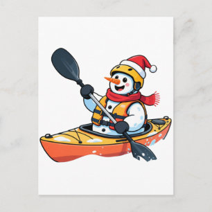 Carte Postale Faire-part Noël Kayakiste Noël 2026 Vacances Sport d'eau