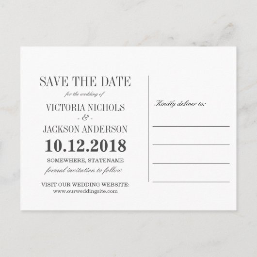 Carte Postale Faire-part Noël | Mariage d'hiver WEDDING réservation de la d (Dos)