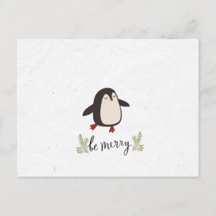 Carte Postale Faire-part Noël mignon de pingouin