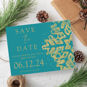 Carte Postale Faire-part Noël Moderne Enregistrer La Date Parties scintilla
