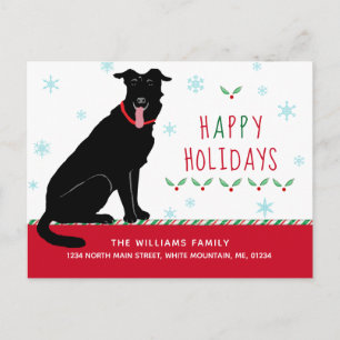 Carte Postale Faire-part Noël Noir Labrador Joyeuses vacances déménager