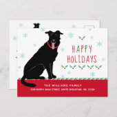 Carte Postale Faire-part Noël Noir Labrador Joyeuses vacances déménager (Devant / Derrière)