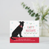 Carte Postale Faire-part Noël Noir Labrador Joyeuses vacances déménager (Debout devant)