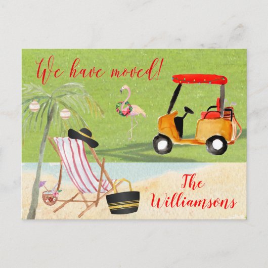 Carte Postale Faire-part Noël Nous avons déménagé Ocean Beach Budget (Devant)