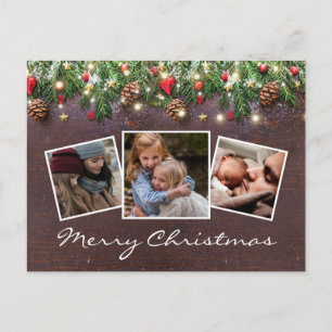 Carte Postale Faire-part Noël rustique d'hiver Vacances 4 Photo