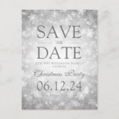 Carte Postale Faire-part Noël Sauvez La Date Hiver Argent (Devant)